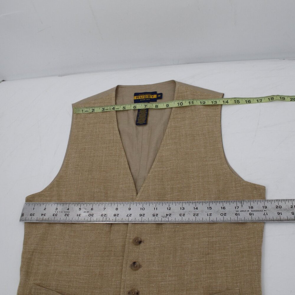 Ralph Lauren rugby vest Men's 38 linen silk waistcoat gilet sleeveless cinch - Picture 9 of 11